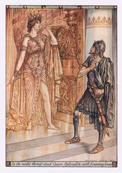 Nel mezzo di esso stava la regina Afrodite con la fronte corrugata